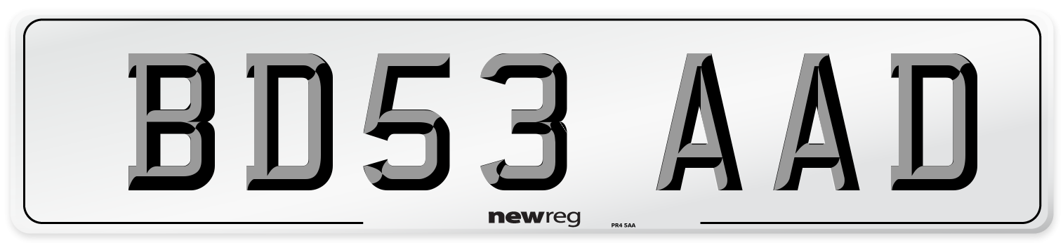 BD53 AAD Number Plate from New Reg